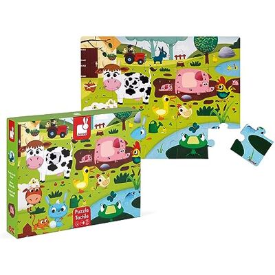 Janod J02772 Taktil Puzzel 20 delen, boerderij Janod J02772 Taktil Puzzel 20 delen, boerderij