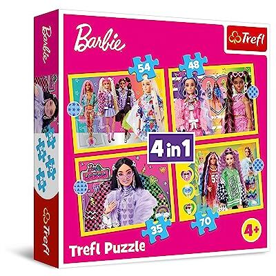 Trefl Barbie, De vrolijke wereld van Barbie 4-in-1 puzzels, 4 puzzels van 35 tot 70 stukjes kleurrijk met cultpoppen, verschillende moeilijkheidsgraden, voor kinderen vanaf 4 jaar Trefl Barbie, De vrolijke wereld van Barbie 4-in-1 puzzels, 4 puzzels van 35 tot 70 stukjes kleurrijk met cultpoppen, verschillende moeilijkheidsgraden, voor kinderen vanaf 4 jaar