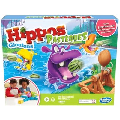 Hasbro Watermeloenen vraatzuchtige nijlpaarden, spel voor kinderen, vanaf 4 jaar, elektronisch kleuterspel voor 2 tot 4 spelers Hasbro Watermeloenen vraatzuchtige nijlpaarden, spel voor kinderen, vanaf 4 jaar, elektronisch kleuterspel voor 2 tot 4 spelers