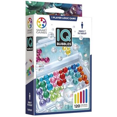 SmartGames IQ Bubbles Puzzel voor het hele gezin Logica, reflectie en observatie 120 schaalbare uitdagingen reisspel 1 speler vanaf 7 jaar meertalige versie SmartGames IQ Bubbles Puzzel voor het hele gezin Logica, reflectie en observatie 120 schaalbare uitdagingen reisspel 1 speler vanaf 7 jaar meertalige versie