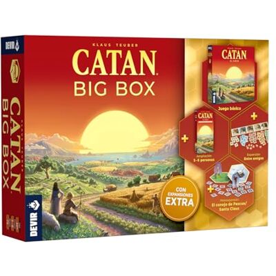 Devir Catan Plus Bordspel, editie 2023, bevat een basisspel, een uitbreiding voor 5-6 spelers, 2 mini-uitbreidingen en 2 alternatieve scenario's Devir Catan Plus Bordspel, editie 2023, bevat een basisspel, een uitbreiding voor 5-6 spelers, 2 mini-uitbreidingen en 2 alternatieve scenario's