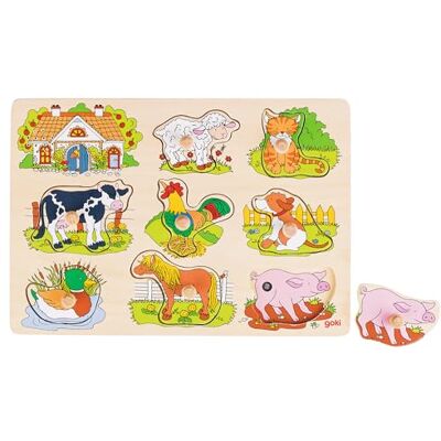 Goki Soundpuzzel boerderij, met dierenstemmen: 30 x 21 x 1,6 cm, hout, 8 delen Goki Soundpuzzel boerderij, met dierenstemmen: 30 x 21 x 1,6 cm, hout, 8 delen