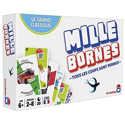 Dujardin , Mille Bornes Le Grand Classic (Stap op), kaartspel, bereik eerst de 1000 kilometers, om met familie of vrienden te spelen, 2 tot 8 spelers, vanaf 6 jaar Dujardin , Mille Bornes Le Grand Classic (Stap op), kaartspel, bereik eerst de 1000 kilometers, om met familie of vrienden te spelen, 2 tot 8 spelers, vanaf 6 jaar