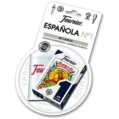 Fournier Nr. 1 Blister Baraja Espagola 40 kaarten + Mus en Tute-regels, meerkleurig (F24786), kleur/model gesorteerd Fournier Nr. 1 Blister Baraja Espagola 40 kaarten + Mus en Tute-regels, meerkleurig (F24786), kleur/model gesorteerd