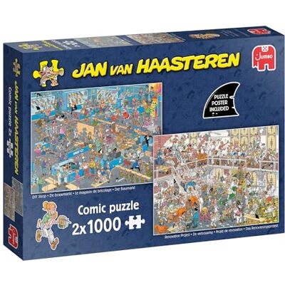 Jan van Haasteren JVH Renovatieproject & de knutselwinkel – puzzel voor volwassenen – humoristisch – 2 stuks – 100% gerecycled karton – 2 x 1000 stukjes – puzzel en poster Jan van Haasteren JVH Renovatieproject & de knutselwinkel – puzzel voor volwassenen – humoristisch – 2 stuks – 100% gerecycled karton – 2 x 1000 stukjes – puzzel en poster
