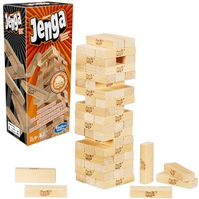 Hasbro A2120EU4 Jenga- Classic Strategy Wood Block Game, 1 of meer spelers, kinderen speelgoed, leeftijd 6+ Hasbro A2120EU4 Jenga- Classic Strategy Wood Block Game, 1 of meer spelers, kinderen speelgoed, leeftijd 6+