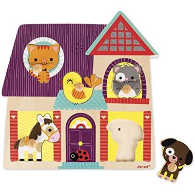Janod Muziekpuzzel Mijn kleine metgezellen houten geluidspuzzel 5-delig fijne motoriek en muzikaal ontwaken vanaf 18 maanden Janod Muziekpuzzel Mijn kleine metgezellen houten geluidspuzzel 5-delig fijne motoriek en muzikaal ontwaken vanaf 18 maanden