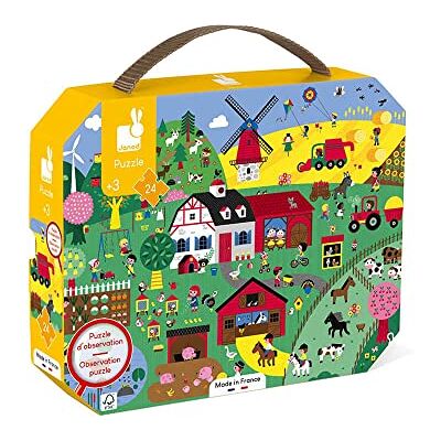 Janod Observatiepuzzel voor kinderen, de boerderij, 24-delig, educatief spel, fijne motoriek en concentratie, koffer met handvat, gemaakt in Frankrijk, FSC-gecertificeerd, plantaardige inkt, vanaf 3 jaar, J02645 Janod Observatiepuzzel voor kinderen, de boerderij, 24-delig, educatief spel, fijne motoriek en concentratie, koffer met handvat, gemaakt in Frankrijk, FSC-gecertificeerd, plantaardige inkt, vanaf 3 jaar, J02645