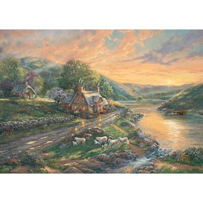 SCHMIDT Spiele 59774 Thomas Kinkade, motief dageraad in de smaragdvallei, puzzel van 1000 stukjes SCHMIDT Spiele 59774 Thomas Kinkade, motief dageraad in de smaragdvallei, puzzel van 1000 stukjes