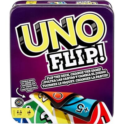 Mattel Uno kaartspel, met 112 kaarten in een robuuste metalen doos, met verbazingwekkende nieuwe actiekaarten, speelgoed voor volwassenen, kinderen, jongeren, vanaf 7 jaar, GDG37 Mattel Uno kaartspel, met 112 kaarten in een robuuste metalen doos, met verbazingwekkende nieuwe actiekaarten, speelgoed voor volwassenen, kinderen, jongeren, vanaf 7 jaar, GDG37