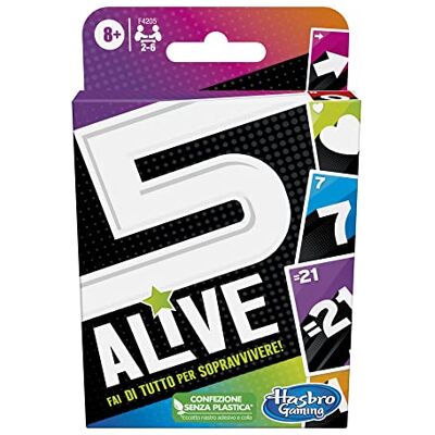 Hasbro 5 Alive kaartspel, snel spel voor kinderen en gezinnen, Italiaans, snel kaartspel voor 2-6 spelers Hasbro 5 Alive kaartspel, snel spel voor kinderen en gezinnen, Italiaans, snel kaartspel voor 2-6 spelers