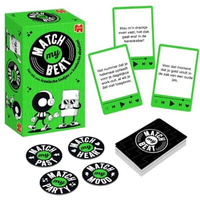 Jumbo Match My Beat Het Muzikale Partyspel met 200 Liedjes & 400 Scenario's Kaartspel voor Volwassenen, Tieners, Feestjes & Families Combineer Iconische Songs met Ironische Situaties Voor 3+ Spelers Jumbo Match My Beat Het Muzikale Partyspel met 200 Liedjes & 400 Scenario's Kaartspel voor Volwassenen, Tieners, Feestjes & Families Combineer Iconische Songs met Ironische Situaties Voor 3+ Spelers