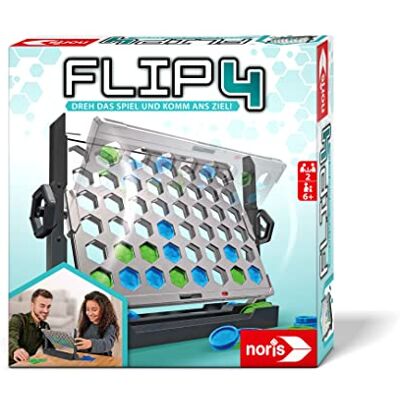 noris 606064599 Flip4 klassiek spel met 4 spellen om te draaien, voor kinderen vanaf 6 jaar, strategiespel voor 2 spelers noris 606064599 Flip4 klassiek spel met 4 spellen om te draaien, voor kinderen vanaf 6 jaar, strategiespel voor 2 spelers