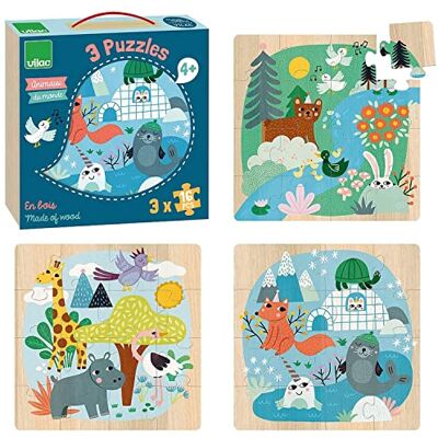 Vilac Puzzels werelddieren vanaf 4 jaar-8530, 8530, meerkleurig Vilac Puzzels werelddieren vanaf 4 jaar-8530, 8530, meerkleurig