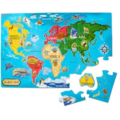 Melissa & Doug Vloerpuzzel wereldkaart, 33 stuks van extra dik en robuust karton, educatief speelgoed, gedetailleerde wereldkaart, cadeau voor jongens en meisjes van 4 tot 8 jaar Melissa & Doug Vloerpuzzel wereldkaart, 33 stuks van extra dik en robuust karton, educatief speelgoed, gedetailleerde wereldkaart, cadeau voor jongens en meisjes van 4 tot 8 jaar