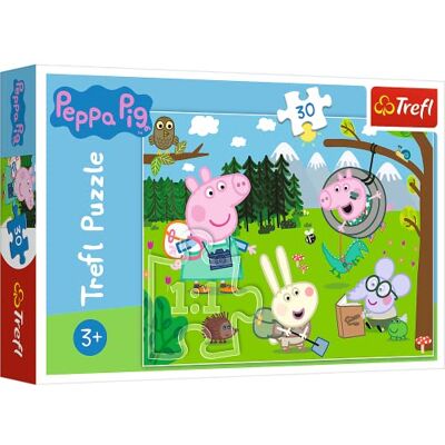Trefl , Puzzel, expeditie naar het bos, Peppa Pig, 30 stukjes, voor kinderen vanaf 3 jaar Trefl , Puzzel, expeditie naar het bos, Peppa Pig, 30 stukjes, voor kinderen vanaf 3 jaar