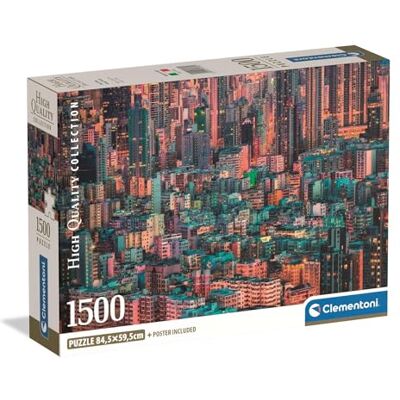 Clementoni Puzzel voor volwassenen, 1500 stukjes, HQC The Hive, Hong Kong Compact Box, gemaakt in Italië, 31732 Clementoni Puzzel voor volwassenen, 1500 stukjes, HQC The Hive, Hong Kong Compact Box, gemaakt in Italië, 31732