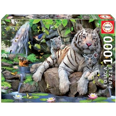 Educa Puzzle Tigres blancs du Bengale 1 000 pièces Educa Puzzle Tigres blancs du Bengale 1 000 pièces