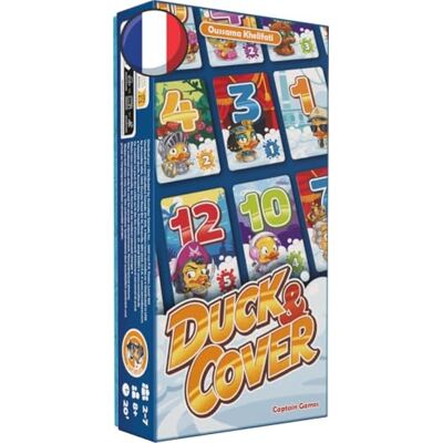 Asmodee Duck & Cover Tactisch, snel en grappig kaartspel voor kinderen vanaf 8 jaar Gezelschapsspel met het gezin Pioteren, verplaatsen, Scoren 2 tot 7 spelers 20 minuten in het Frans Captain Games Asmodee Duck & Cover Tactisch, snel en grappig kaartspel voor kinderen vanaf 8 jaar Gezelschapsspel met het gezin Pioteren, verplaatsen, Scoren 2 tot 7 spelers 20 minuten in het Frans Captain Games