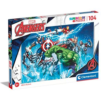 Clementoni 25744 Supercolor puzzel Marvel The Avengers 104 stukjes puzzel kinderen 6 jaar, cartoon puzzel, superheldenpuzzel gemaakt in Italië Clementoni 25744 Supercolor puzzel Marvel The Avengers 104 stukjes puzzel kinderen 6 jaar, cartoon puzzel, superheldenpuzzel gemaakt in Italië