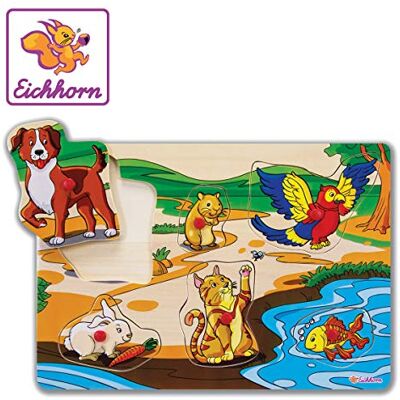 Eichhorn 100005452 steekpuzzel 30 x 20 cm met 6 delen, motieven: dieren/voertuigen, geen keuze uit motieven, inhoud: 1 stuk, FSC-gecertificeerd lindemultiplex Eichhorn 100005452 steekpuzzel 30 x 20 cm met 6 delen, motieven: dieren/voertuigen, geen keuze uit motieven, inhoud: 1 stuk, FSC-gecertificeerd lindemultiplex