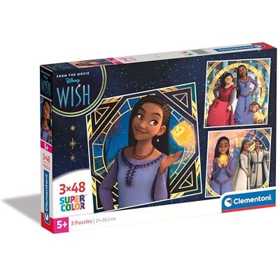 Clementoni Disney Wish 3 puzzel met 48 stukjes supercolor, puzzel voor kinderen, gemaakt in Italië, 25310 Clementoni Disney Wish 3 puzzel met 48 stukjes supercolor, puzzel voor kinderen, gemaakt in Italië, 25310