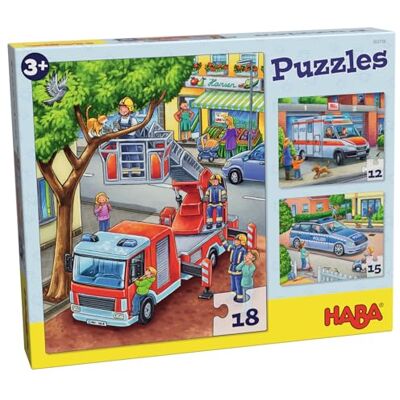 HABA Politie, brandweer & co. puzzels 3 motieven HABA Politie, brandweer & co. puzzels 3 motieven
