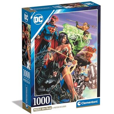 Clementoni Puzzel DC Comics 1000 stukjes, puzzel voor volwassenen, 14-99 jaar, gemaakt in Italië, 39852 Clementoni Puzzel DC Comics 1000 stukjes, puzzel voor volwassenen, 14-99 jaar, gemaakt in Italië, 39852