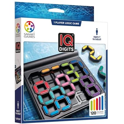 SmartGames IQ Digits, denkspel voor kinderen 7+, 120 uitdagingen, 1 speler, plaats de cijfers correct met respect voor de sommen, logische ontwikkeling, compact zakspel, cadeau-idee SmartGames IQ Digits, denkspel voor kinderen 7+, 120 uitdagingen, 1 speler, plaats de cijfers correct met respect voor de sommen, logische ontwikkeling, compact zakspel, cadeau-idee