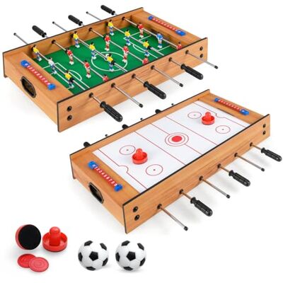 COSTWAY 2-in-1 babyvoetbal van hout met Air Hockey en 18 spelers, speeltafel met antislip handgreep en 2 ballonnen & 2 pucks en 2 schuivers, arcadespeelgoed voor feest, bar, speelkamer COSTWAY 2-in-1 babyvoetbal van hout met Air Hockey en 18 spelers, speeltafel met antislip handgreep en 2 ballonnen & 2 pucks en 2 schuivers, arcadespeelgoed voor feest, bar, speelkamer