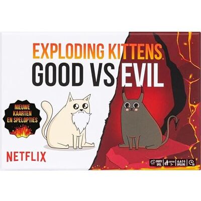 Exploding Kittens ASMODEE Good VS Evil NL 2-5 PLAYERS 7+ 15-30 minuten Party Game VOOR VRIENDEN EN FAMILIES Exploding Kittens ASMODEE Good VS Evil NL 2-5 PLAYERS 7+ 15-30 minuten Party Game VOOR VRIENDEN EN FAMILIES