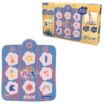 Lexibook , Disney Stitch Tapis de danse électronique Stitch Bluetooth et lumineux avec 6 modes de jeu, rose, DM10DLXB Lexibook , Disney Stitch Tapis de danse électronique Stitch Bluetooth et lumineux avec 6 modes de jeu, rose, DM10DLXB