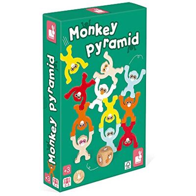Janod Monkey Pyramid gezelschapsspel voor kinderen van hout behendigheidsspel waterverf FSC-gecertificeerd vanaf 3 jaar, J02633 Janod Monkey Pyramid gezelschapsspel voor kinderen van hout behendigheidsspel waterverf FSC-gecertificeerd vanaf 3 jaar, J02633