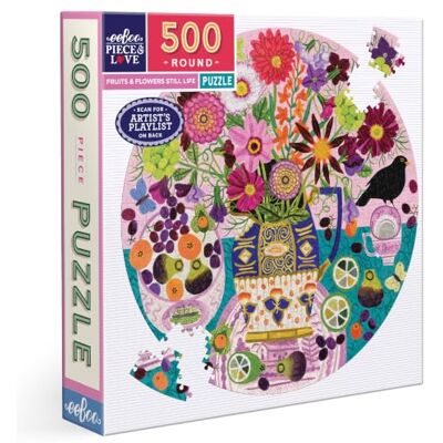 eeBoo Fruit en bloemen ronde puzzel 500 stukjes in karton Afmetingen: 58,5 cm diameter eeBoo Fruit en bloemen ronde puzzel 500 stukjes in karton Afmetingen: 58,5 cm diameter
