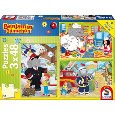 SCHMIDT Spiele Benjamin the olifantenpuzzel in actie, 3 x 48 delen, 56209 SCHMIDT Spiele Benjamin the olifantenpuzzel in actie, 3 x 48 delen, 56209