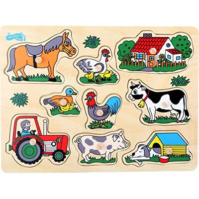 small foot wooden construction puzzle, with many motieven from the farm and in bright colors, from 3 years, 1767 small foot wooden construction puzzle, with many motieven from the farm and in bright colors, from 3 years, 1767