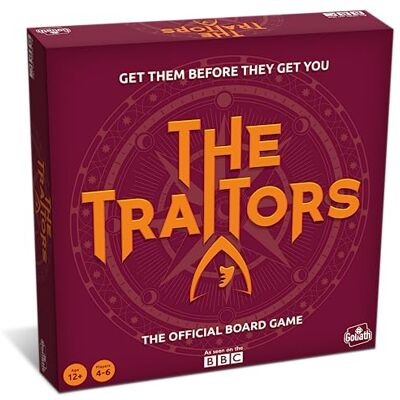 Goliath Games Present The Traitors Officieel bordspel Gebaseerd op de BBC succesvolle show Kunnen de gelovigen de verrader vangen? Voor 4 tot 6 spelers Vanaf 12 jaar Goliath Games Present The Traitors Officieel bordspel Gebaseerd op de BBC succesvolle show Kunnen de gelovigen de verrader vangen? Voor 4 tot 6 spelers Vanaf 12 jaar
