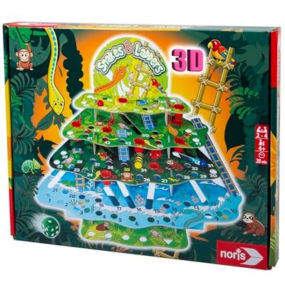 noris Snakes & Ladders Jungle 3D-ladderset met 4 niveaus, ladder om te monteren, buizen als kogelbaan, dobbelspel voor kinderen, kspel vanaf 4 jaar noris Snakes & Ladders Jungle 3D-ladderset met 4 niveaus, ladder om te monteren, buizen als kogelbaan, dobbelspel voor kinderen, kspel vanaf 4 jaar