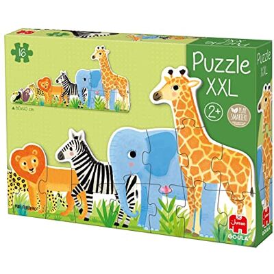 Jumbo Dujardin Goula 53426 XXL jungle puzzel van klein naar groot Goula XXL Jungle puzzel kartonnen puzzel met grote stukjes voor kinderen vanaf 2 jaar Jumbo Dujardin Goula 53426 XXL jungle puzzel van klein naar groot Goula XXL Jungle puzzel kartonnen puzzel met grote stukjes voor kinderen vanaf 2 jaar