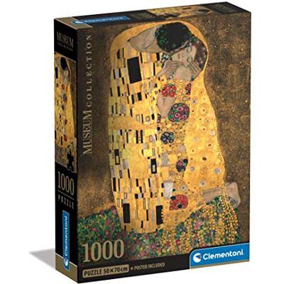 Clementoni 39790 Museum Collection The Kiss 1000 stukjes Puzzels voor volwassenen, kunst, puzzels, beroemde schilderijen, gemaakt in Italië Clementoni 39790 Museum Collection The Kiss 1000 stukjes Puzzels voor volwassenen, kunst, puzzels, beroemde schilderijen, gemaakt in Italië