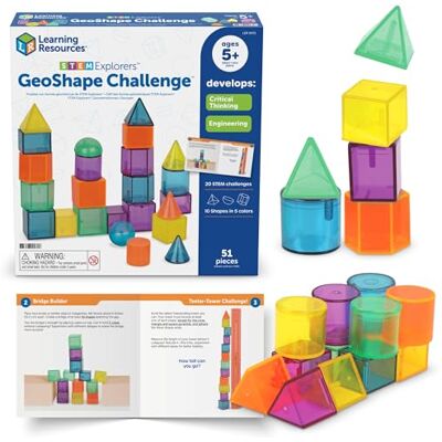 Learning Resources Stem Explorers GeoShape Challenge Jeu éducatif de formes géométriques 3D 50 pièces défis progressifs 5 ans + Learning Resources Stem Explorers GeoShape Challenge Jeu éducatif de formes géométriques 3D 50 pièces défis progressifs 5 ans +