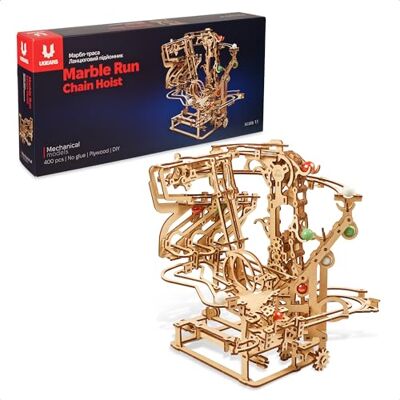 UGEARS Marble Run Chain Hoist van hout, mechanische 3D-puzzel voor volwassenen, doe-het-zelf modelset, 3D-balspel, unieke cadeaus voor liefhebbers, 400 stukjes UGEARS Marble Run Chain Hoist van hout, mechanische 3D-puzzel voor volwassenen, doe-het-zelf modelset, 3D-balspel, unieke cadeaus voor liefhebbers, 400 stukjes