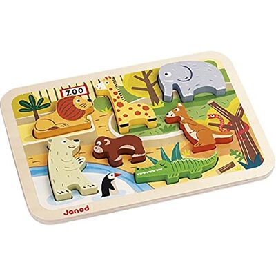 Janod Chunky houten puzzel dierentuindieren – 7 delen – ontwikkeling van fijne motoriek en concentratie – vanaf 18 maanden, J07022 Janod Chunky houten puzzel dierentuindieren – 7 delen – ontwikkeling van fijne motoriek en concentratie – vanaf 18 maanden, J07022