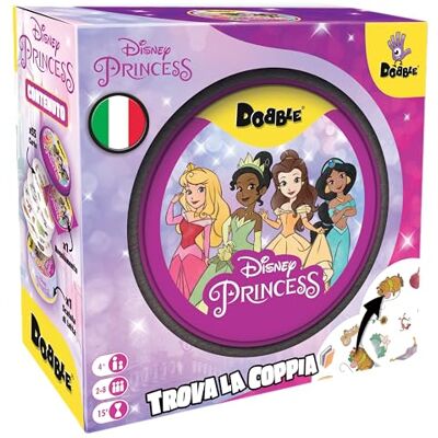 Asmodee Dobble: Disney Princess Grappig gezelschapsspel voor het hele gezin met Disney-prinsessen, 2-8 spelers, 4+ jaar, Italiaanse editie Asmodee Dobble: Disney Princess Grappig gezelschapsspel voor het hele gezin met Disney-prinsessen, 2-8 spelers, 4+ jaar, Italiaanse editie
