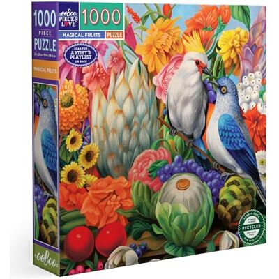 eeBoo Piece & Love Magical Fruits Puzzel van 1000 stukjes voor volwassenen, vierkant, 23 x 23, met afbeeldingsreferentie-inzetstuk, glanzende onderdelen eeBoo Piece & Love Magical Fruits Puzzel van 1000 stukjes voor volwassenen, vierkant, 23 x 23, met afbeeldingsreferentie-inzetstuk, glanzende onderdelen