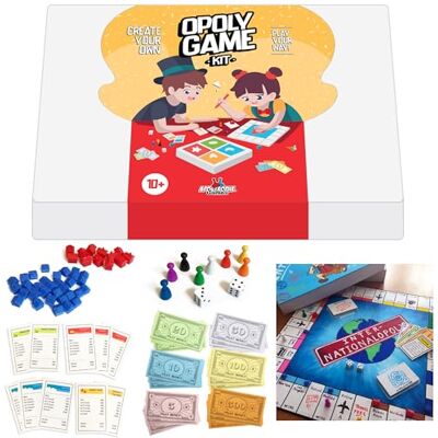 Apostrophe Games Maak je eigen Opoly bordspelset, blanco bord en onderdelen Maak een gepersonaliseerd bordspel geïnspireerd op Opoly voor familiefeesten, geschenken en klaslokalen Apostrophe Games Maak je eigen Opoly bordspelset, blanco bord en onderdelen Maak een gepersonaliseerd bordspel geïnspireerd op Opoly voor familiefeesten, geschenken en klaslokalen