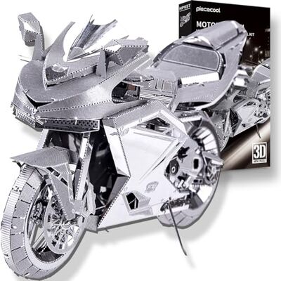 Piececool 3D-puzzel van zilverkleurig metaal, motorfiets, klassieke transportset voor volwassenen om te bouwen, 3D-puzzels voor volwassenen en jongeren, van roestvrij staal 304, ideaal als cadeau, decoratie Piececool 3D-puzzel van zilverkleurig metaal, motorfiets, klassieke transportset voor volwassenen om te bouwen, 3D-puzzels voor volwassenen en jongeren, van roestvrij staal 304, ideaal als cadeau, decoratie