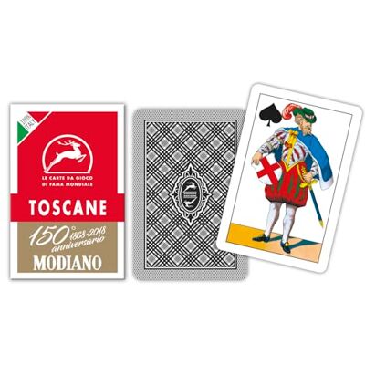 Modiano regionale speelkaarten Toscane 150 jaar verjaardag, kleur etui rood, 300119 Modiano regionale speelkaarten Toscane 150 jaar verjaardag, kleur etui rood, 300119
