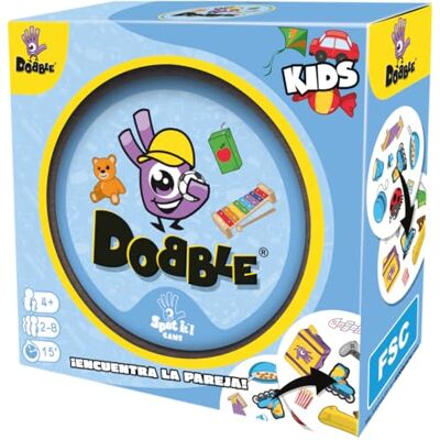 Asmodee Dobble Kids Bordspel Spaanse taal, meerkleurig, 13,5 x 13,5 x 7,6, sterren en strepen Asmodee Dobble Kids Bordspel Spaanse taal, meerkleurig, 13,5 x 13,5 x 7,6, sterren en strepen