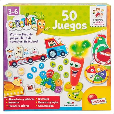 COLORBABY Lisciani Carotina 50 spellen Bordspel Sprekende elektronische pen Dubbelzijdig paneel 55 chips, 24 memokaarten, 10 puzzels, maxi-poster, 3 jaar, 47620 COLORBABY Lisciani Carotina 50 spellen Bordspel Sprekende elektronische pen Dubbelzijdig paneel 55 chips, 24 memokaarten, 10 puzzels, maxi-poster, 3 jaar, 47620